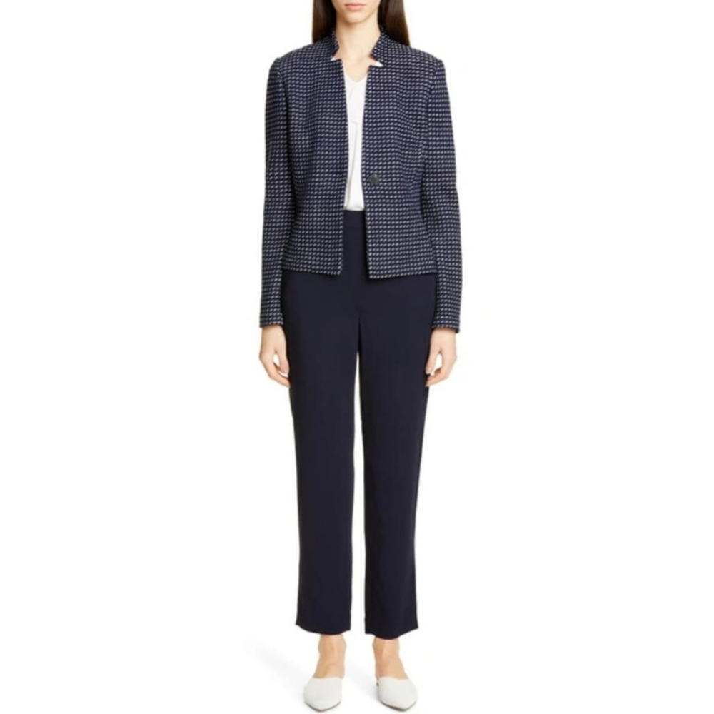 St. John | Classic Cady Stretch Crop Trousers In Navy NEW Size XL